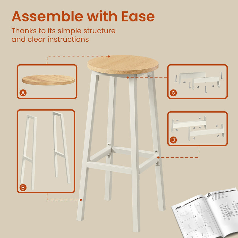 Set of 2 Rustic Kitchen Bar Stools with Sturdy Footrest by Vasagle VASAGLE
