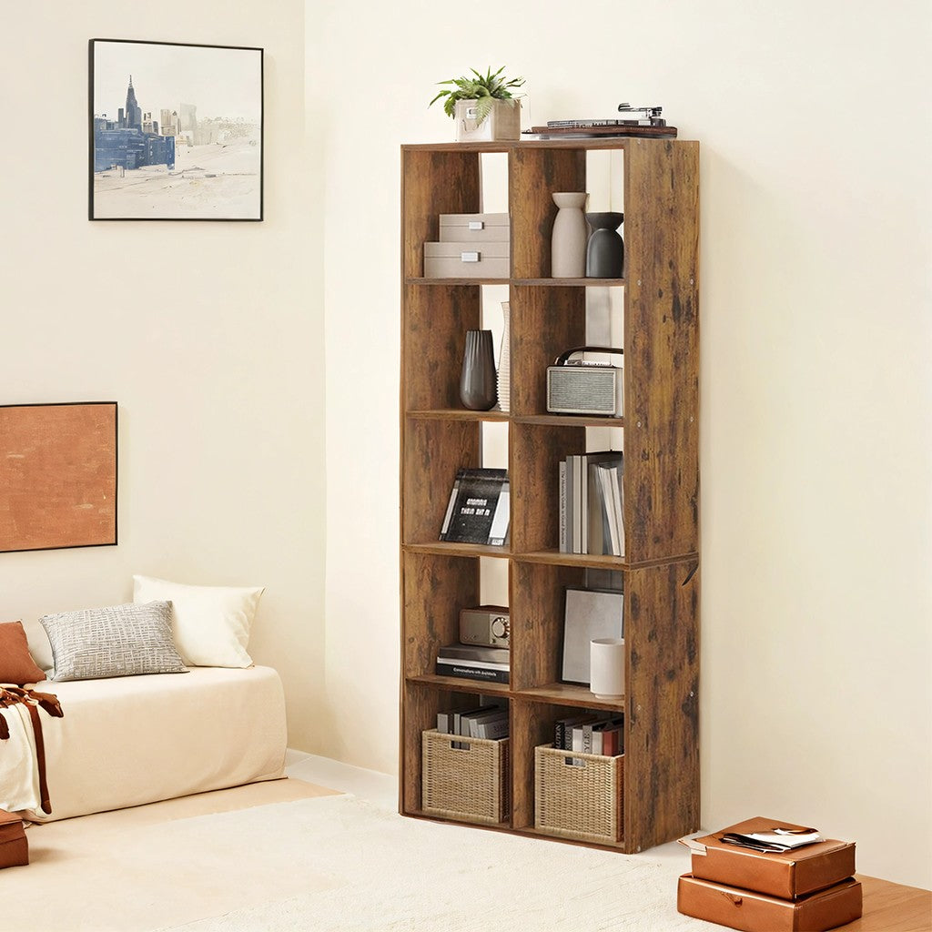 10 Cube Shelving Unit Bookcase Storage Organiser for Living Room and Office by Vasagle