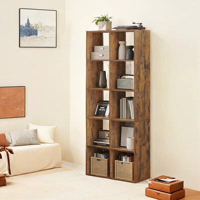 10 Cube Shelving Unit Bookcase Storage Organiser for Living Room and Office by Vasagle
