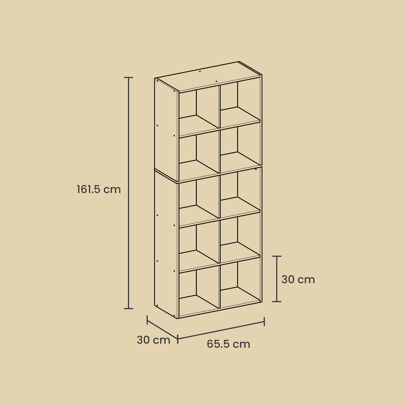 10 Cube Shelving Unit Bookcase Storage Organiser for Living Room and Office by Vasagle