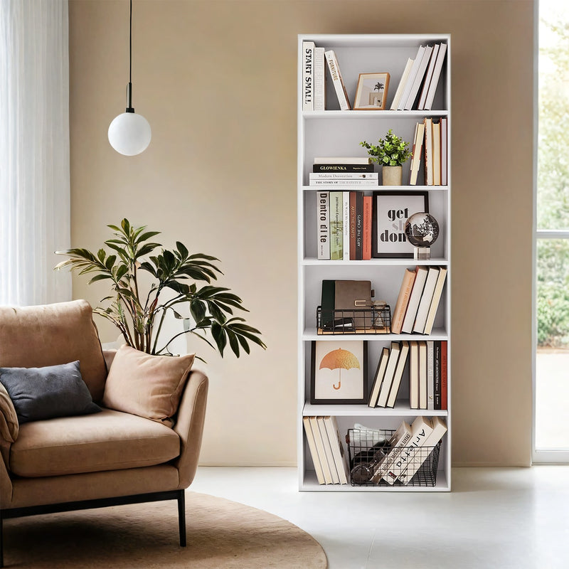 6 Tier Wooden Bookcase with Open Shelves for Home Office or Living Room by Vasagle