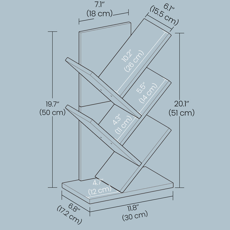 5 Tier Tree Shaped Corner Bookshelf Space Saving Display Shelf for Bedroom by Vasagle