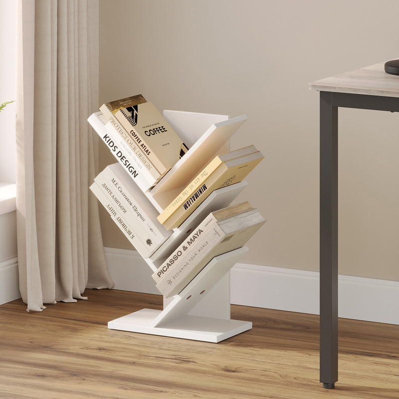5 Tier Tree Shaped Corner Bookshelf Space Saving Display Shelf for Bedroom by Vasagle