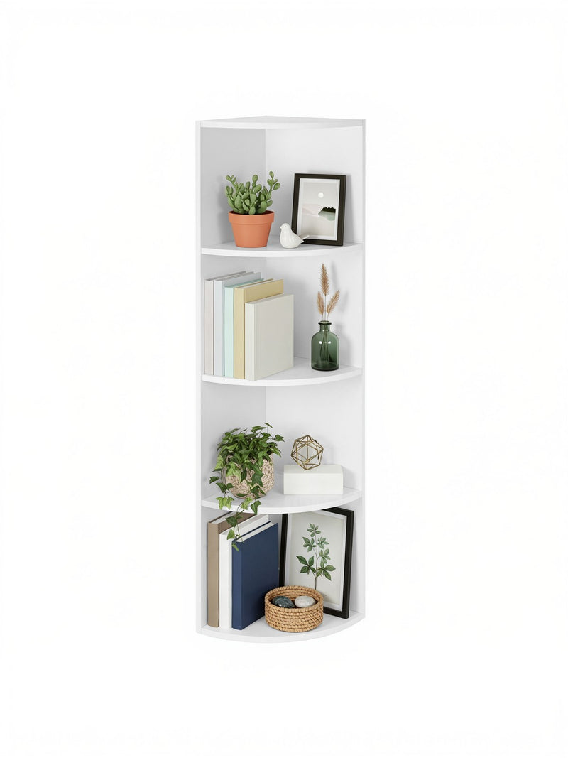 4 Tier Corner Shelf Unit with Rustic Wood Look for Living Room or Office by Vasagle VASAGLE