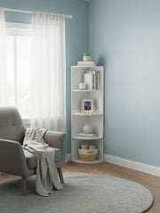 4 Tier Corner Shelf Unit with Rustic Wood Look for Living Room or Office by Vasagle VASAGLE