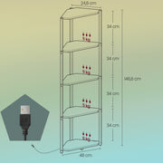 5 Tier Corner Bookcase with Adjustable LED Lights for Living Room or Bedroom by Vasagle