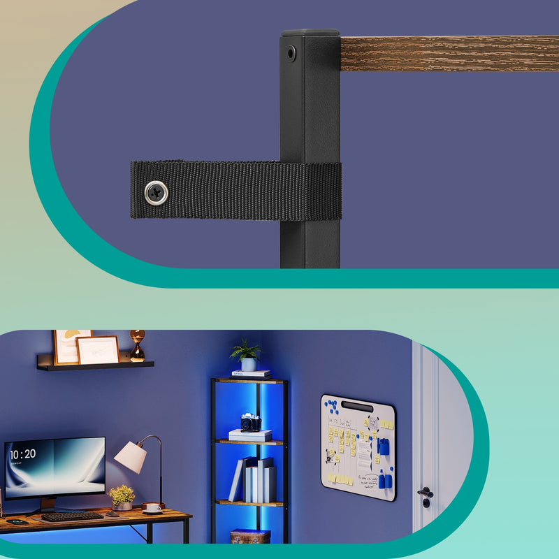 5 Tier Corner Bookcase with Adjustable LED Lights for Living Room or Bedroom by Vasagle