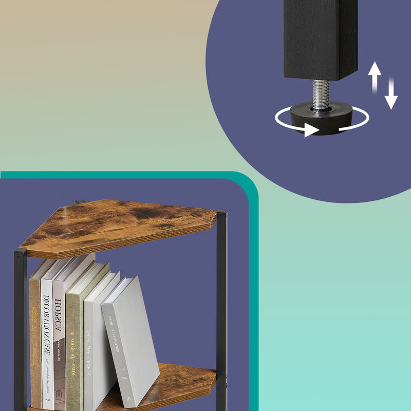 5 Tier Corner Bookcase with Adjustable LED Lights for Living Room or Bedroom by Vasagle