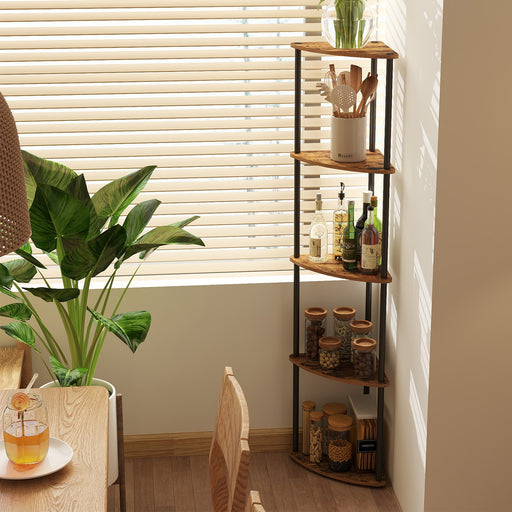 5 Tier Corner Shelf Unit with Quick Tool Free Assembly for Living Room or Office by Songmics Home