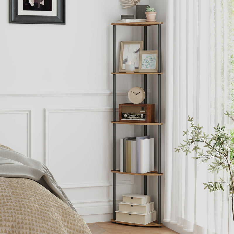 5 Tier Corner Shelf Unit with Quick Tool Free Assembly for Living Room or Office by Songmics Home