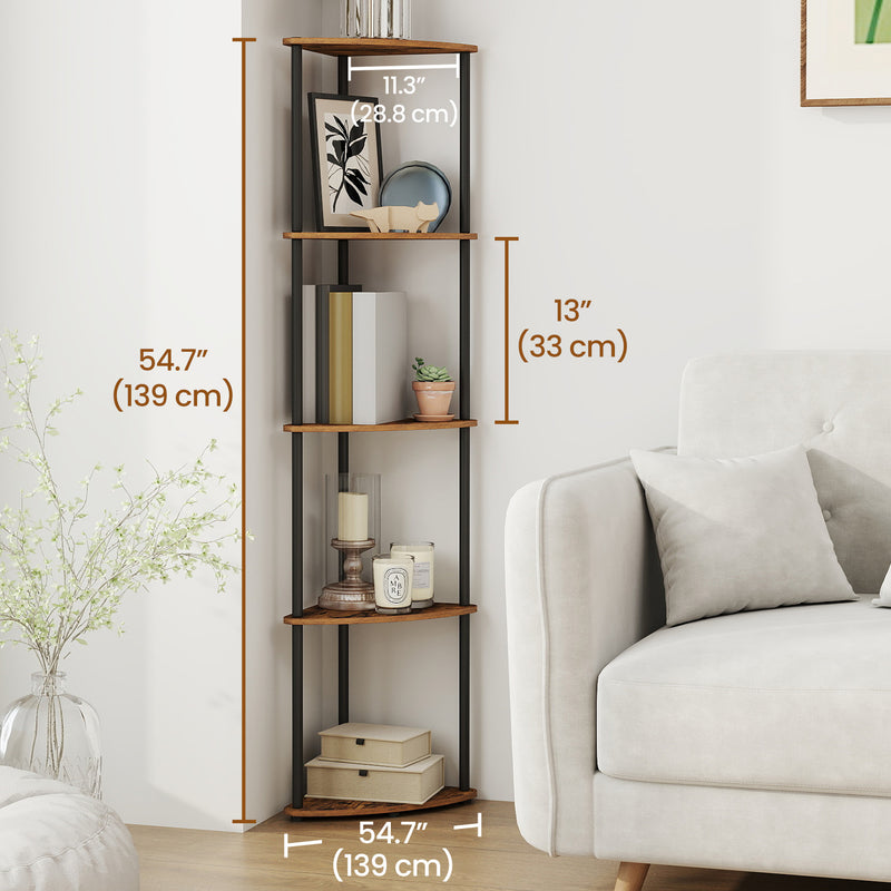 5 Tier Corner Shelf Unit with Quick Tool Free Assembly for Living Room or Office by Songmics Home