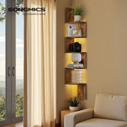 5-Tier Wall Mounted Corner Shelf with LED Lights for Modern Decor by Vasagle VASAGLE