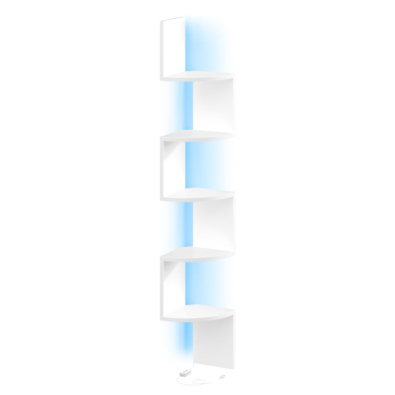5-Tier Wall Mounted Corner Shelf with LED Lights for Home Décor by VASAGLE VASAGLE