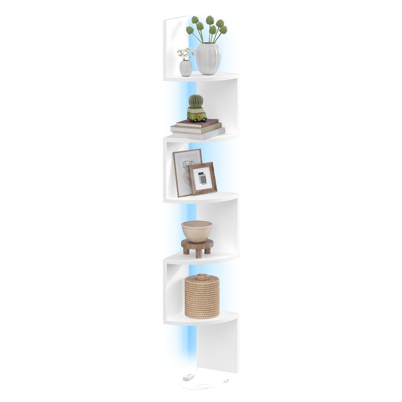 5-Tier Wall Mounted Corner Shelf with LED Lights for Home Décor by VASAGLE VASAGLE
