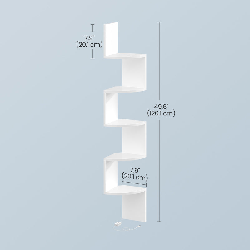 5-Tier Wall Mounted Corner Shelf with LED Lights for Home Décor by VASAGLE VASAGLE