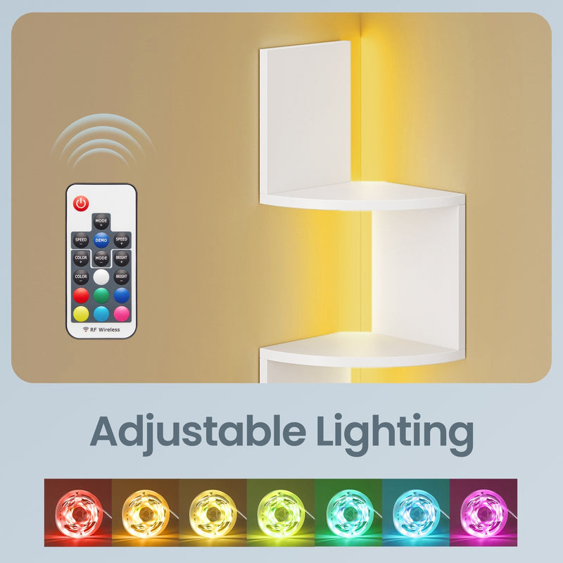 5-Tier Wall Mounted Corner Shelf with LED Lights for Home Décor by VASAGLE VASAGLE