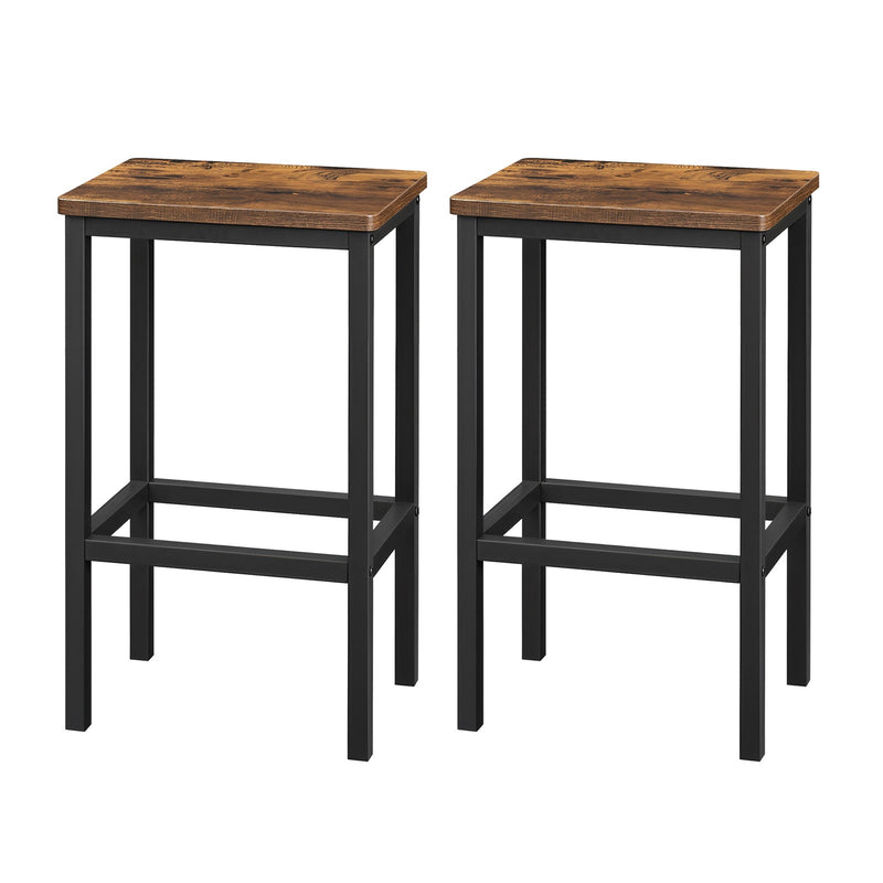 Set of 2 Industrial Bar Stools with Footrest for Kitchen or Dining Area by Vasagle