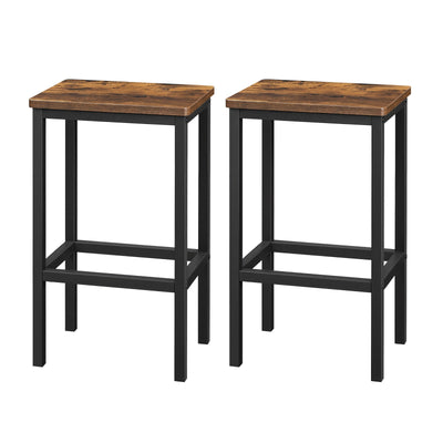 Set of 2 Industrial Bar Stools with Footrest for Kitchen or Dining Area by Vasagle VASAGLE
