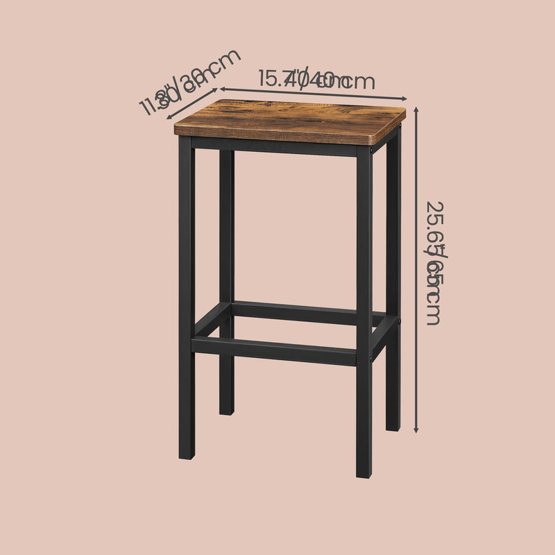 Set of 2 Industrial Bar Stools with Footrest for Kitchen or Dining Area by Vasagle