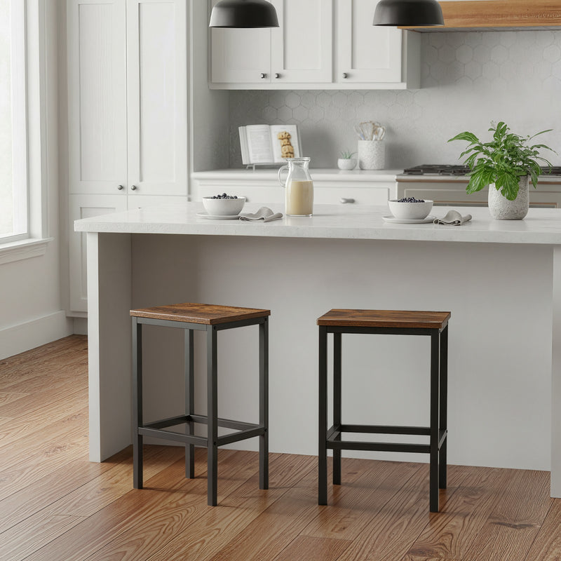 Set of 2 Industrial Bar Stools with Footrest for Kitchen or Dining Area by Vasagle
