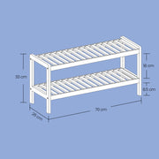 Natural Bamboo 2 Tier Shoe Rack and Storage Shelf for Shoes Books Plants by Songmics