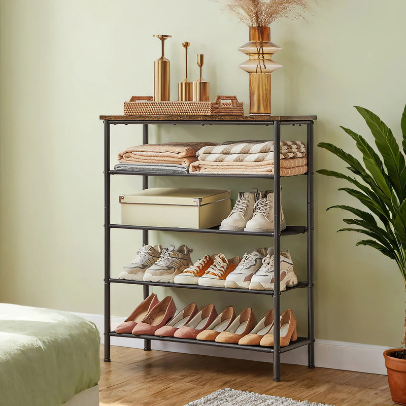 5 Tier Shoe Rack with Steel Frame and Fabric Shelves for Hallway or Bedroom by Vasagle