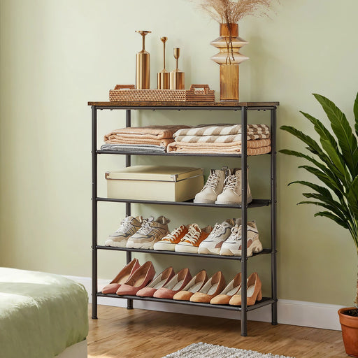 5 Tier Shoe Rack with Steel Frame and Fabric Shelves for Hallway or Bedroom by Vasagle