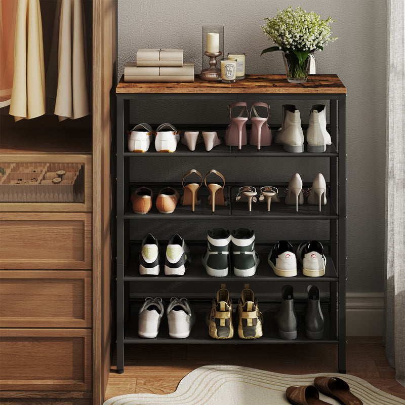 5 Tier Freestanding Shoe Rack with Storage Shelves and Top for Entryway or Closet by Vasagle