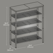 5 Tier Freestanding Shoe Rack with Storage Shelves and Top for Entryway or Closet by Vasagle