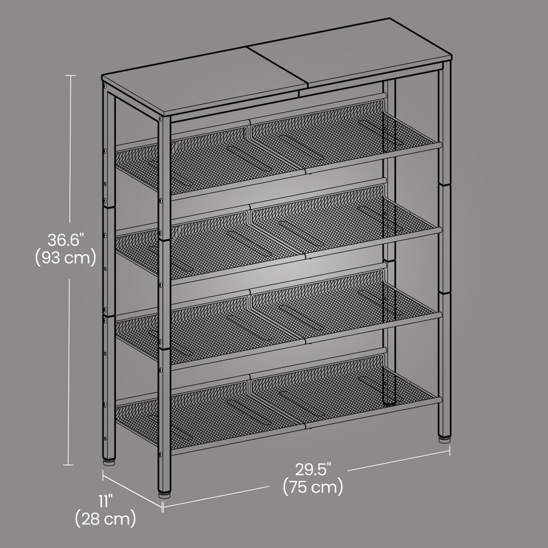 5 Tier Freestanding Shoe Rack with Storage Shelves and Top for Entryway or Closet by Vasagle