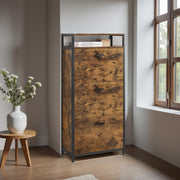 Narrow Shoe Storage Cabinet For Hallway 3 Flip Drawers Adjustable Dividers Holds 18 Pairs, 60x30x130cm