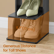 7 Tier Vertical Shoe Rack with Hooks Slim Narrow Storage Tower for Entryway by Vasagle