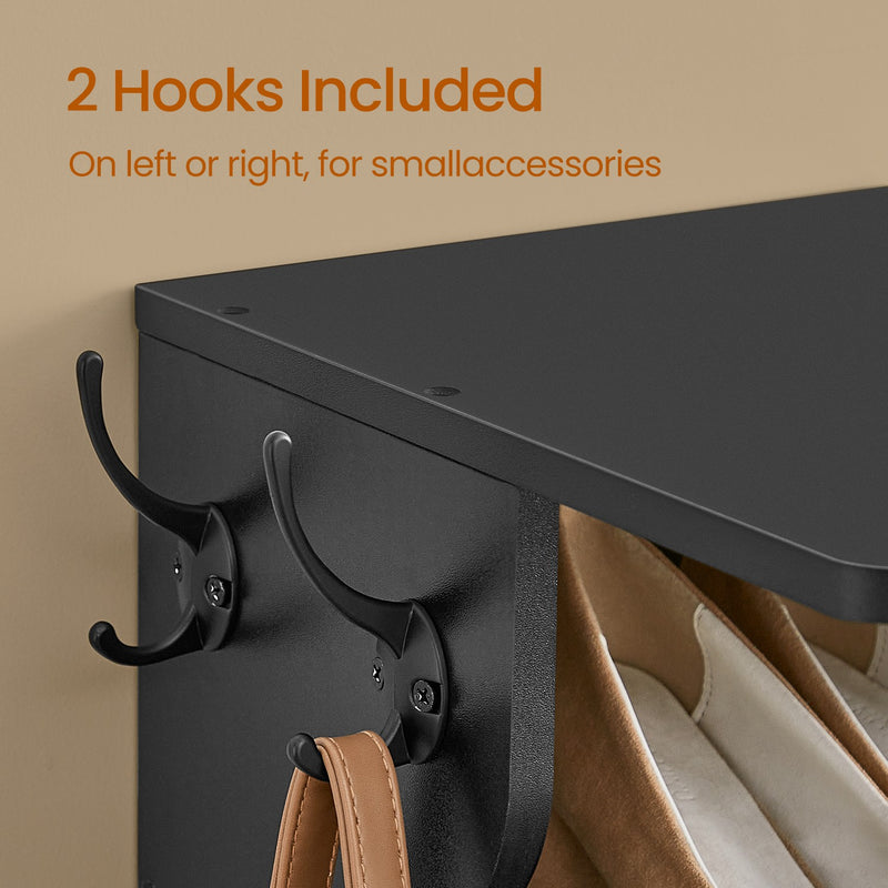 7 Tier Vertical Shoe Rack with Hooks Slim Narrow Storage Tower for Entryway by Vasagle