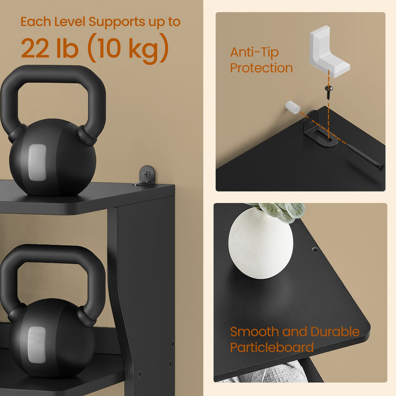 7 Tier Vertical Shoe Rack with Hooks Slim Narrow Storage Tower for Entryway by Vasagle