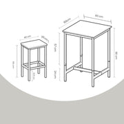 3 Piece Bar Table and Stools Set with High Dining Table and 2 Chairs for Kitchen by Vasagle