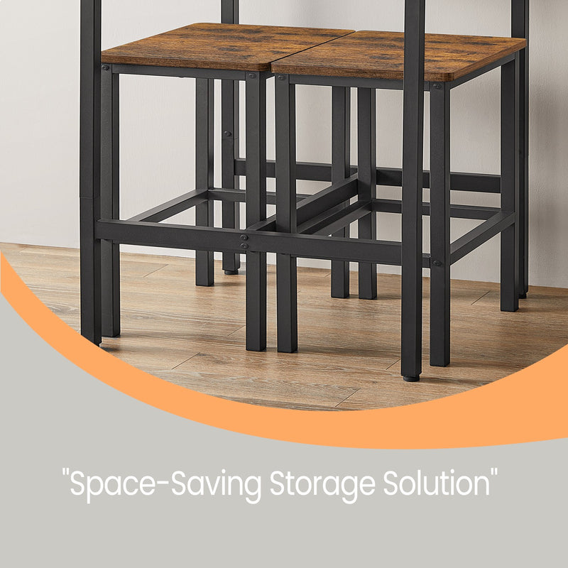 3 Piece Bar Table and Stools Set with High Dining Table and 2 Chairs for Kitchen by Vasagle