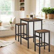 3 Piece Bar Table and Stools Set with High Dining Table and 2 Chairs for Kitchen by Vasagle