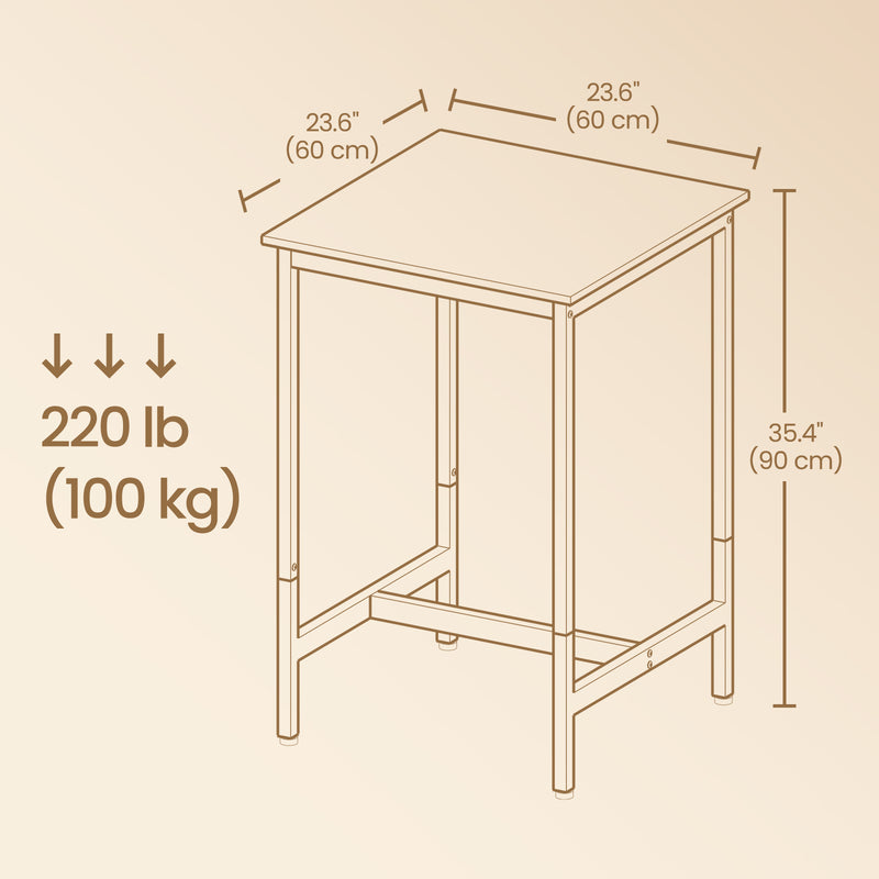 Tall Bar Table for Breakfast and Dining with Sturdy Frame and Rustic Finish by Vasagle