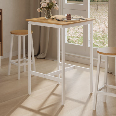 Tall Bar Table For Small Spaces – 120x60cm, 100 kg Capacity, Steel Frame White & Oak VASAGLE
