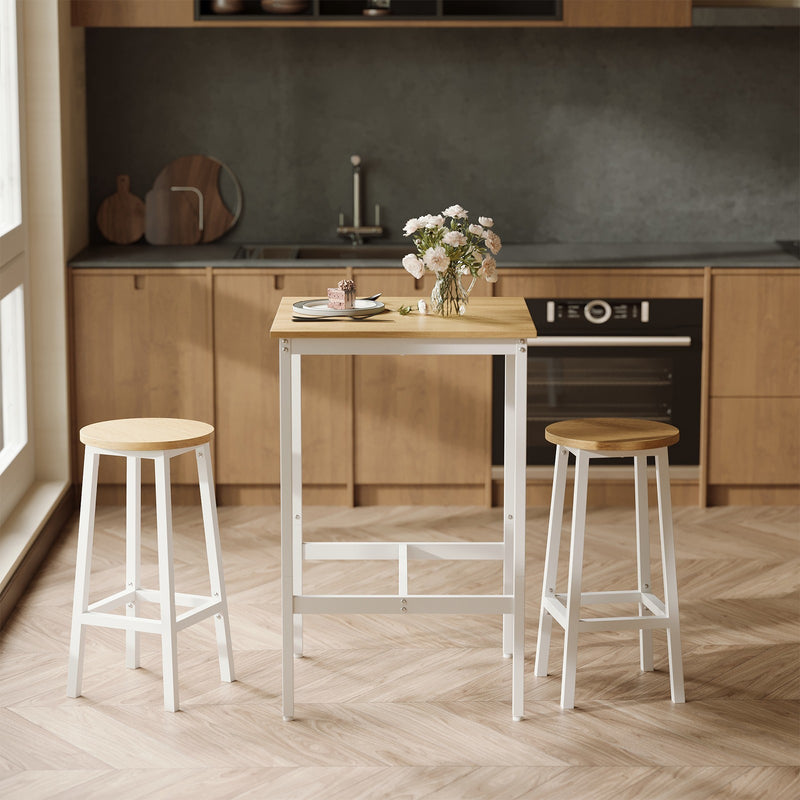 Tall Bar Table For Small Spaces – 120x60cm, 100 kg Capacity, Steel Frame White & Oak