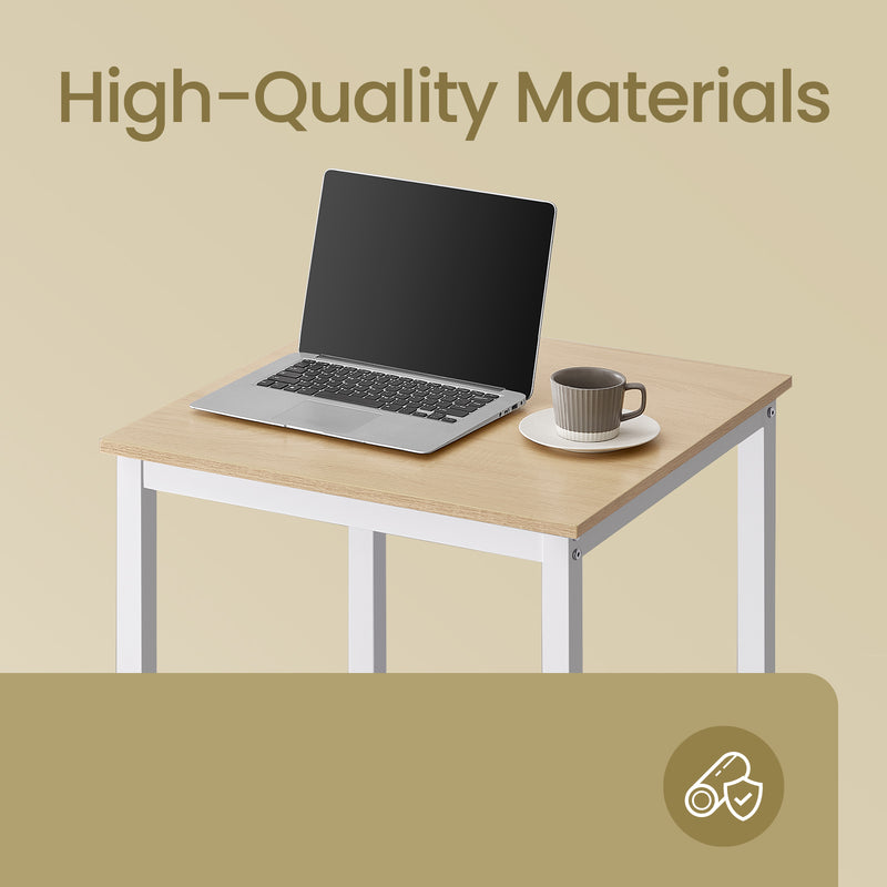 Tall Bar Table For Small Spaces – 120x60cm, 100 kg Capacity, Steel Frame White & Oak