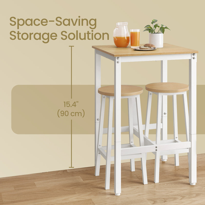 Tall Bar Table For Small Spaces – 120x60cm, 100 kg Capacity, Steel Frame White & Oak