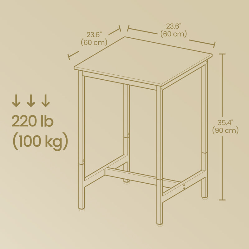 Tall Bar Table For Small Spaces – 120x60cm, 100 kg Capacity, Steel Frame White & Oak
