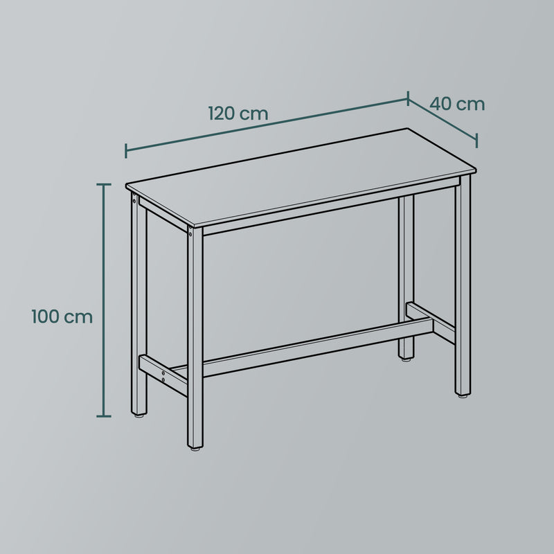Vasagle Narrow Bar Table for Dining or Kitchen Small Space Saving Design 120x40x100cm VASAGLE