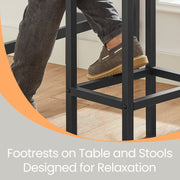 Industrial Bar Dining Table Set with 2 Stools for Kitchen or Breakfast Area by Vasagle