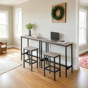 Industrial Bar Dining Table Set with 2 Stools for Kitchen or Breakfast Area by Vasagle