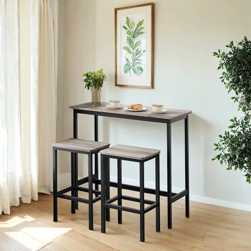 Industrial Bar Dining Table Set with 2 Stools for Kitchen or Breakfast Area by Vasagle