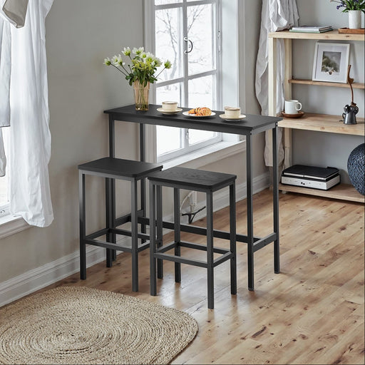 Bar Table and Chairs Set for Kitchen or Dining with 2 Stools Space Saving Design by Vasagle