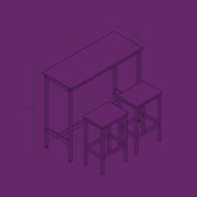 Bar Table and Chairs Set for Kitchen or Dining with 2 Stools Space Saving Design by Vasagle