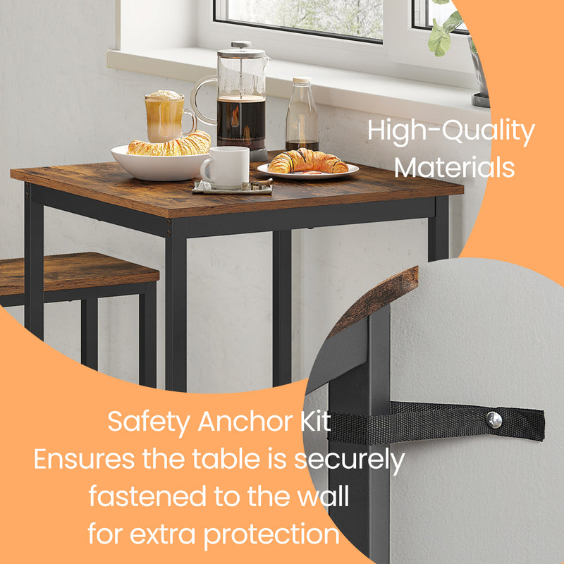 Tall Breakfast Bar Table for Kitchen or Dining Room with Sturdy Metal Frame by Vasagle